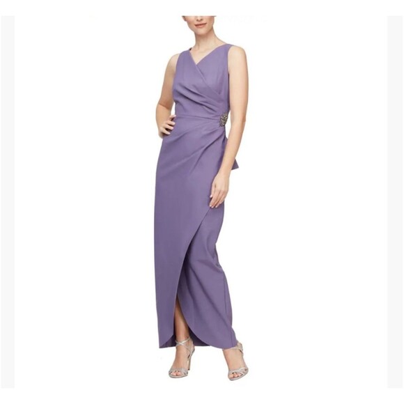Alex Evenings Womens Size 12 Purple Sleeveless Drape Contour Ankle Length Dress - Picture 1 of 6
